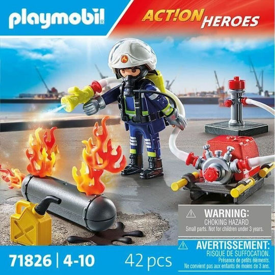 Playmobil Екшън герои Пожарникар с водна помпа за 4-10 години