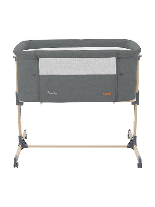 Kikka Boo Cradle Amaris with Mattress, Side Opening, and Wheels Gray