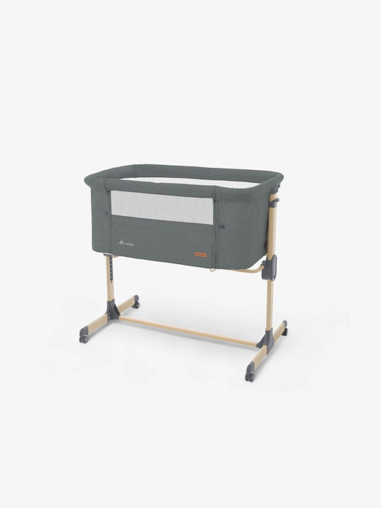 Kikka Boo Cradle Amaris with Mattress, Side Opening, and Wheels Gray