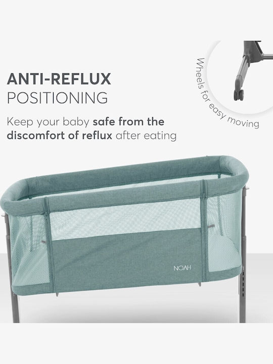 Kikka Boo Cradle Noah with Mattress, Side Opening, and Wheels Green