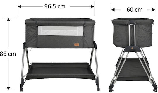 Bebe Stars Cradle with Mattress, Side Opening, and Wheels Light Grey