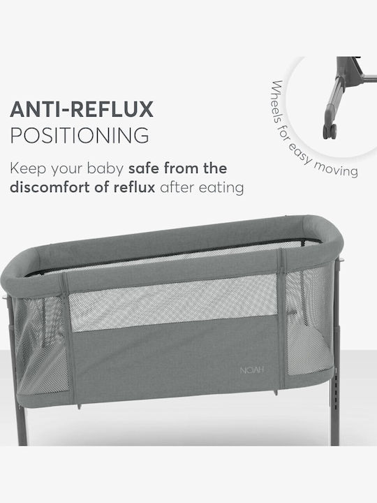 Kikka Boo Cradle Noah with Mattress, Side Opening, and Wheels Gray