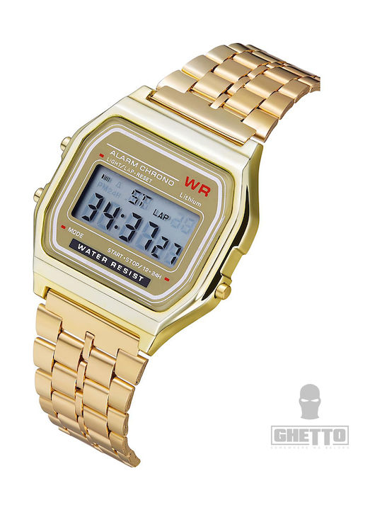 Ghetto Digital Women's Watch with Gold Metal Bracelet