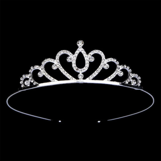 Silver-Plated Children's-Teen Tiara Crystals Bridesmaid Morgane Design Diameter 13cm X Height 3cm