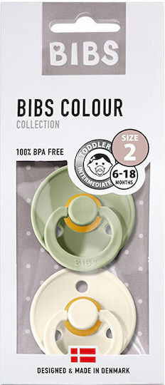 Bibs Colour Πιπίλες Καουτσούκ Νο 2 Ivory & Sage για 6-18 μηνών 2τμχ
