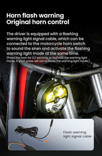 Loboo L18s Motorcycle Auxiliary Lights – 23000lm High Low Beam 8-level Brightness & Color Temp Adjustment