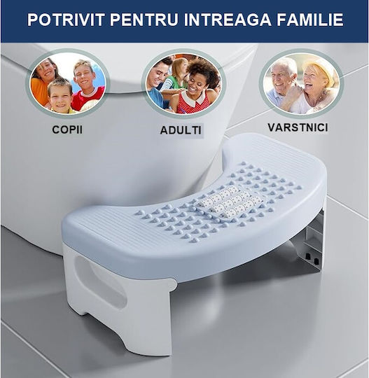 Fiziotab Scăunel Pliabil Pentru Toaletă Împotriva Constipației Hemoroizilor Corectează Poziția De Ghemuit Pe Toaletă Adulți Copii 1 Bucată Albastru Înălțime 18 Cm