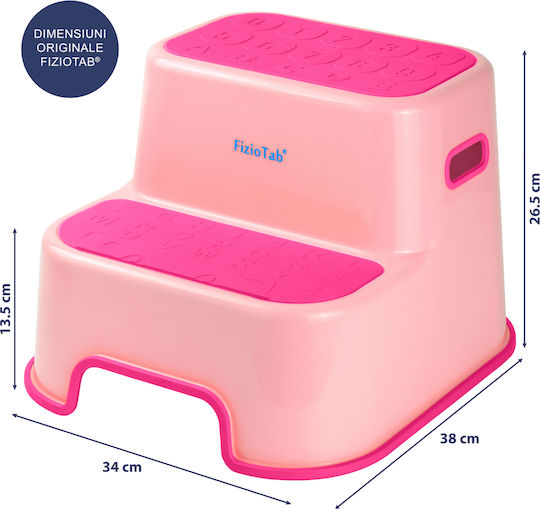 Fiziotab Two-step Toilet Booster Seat Non-slip Surface Featuring Numbers Letters Multifunctional Pink