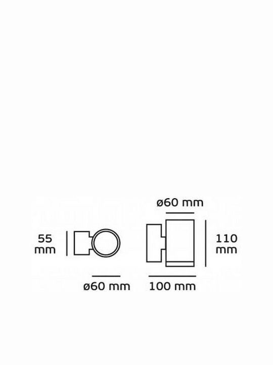 VK Lighting Wall-Mounted Outdoor Spot Light GU10 IP65 6x11x10εκ.