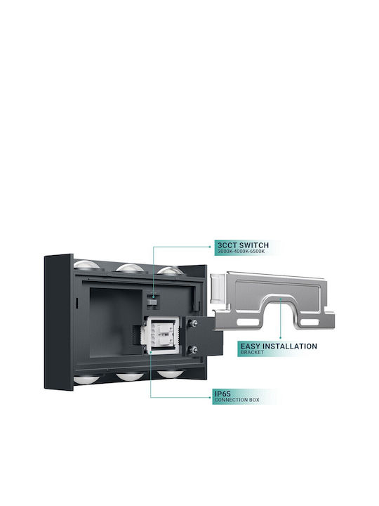 Braytron Επιτοίχιο Εξωτερικό Σποτ LED IP65 6W με Ρυθμιζόμενο Λευκό Φως 16x10x4.1εκ.