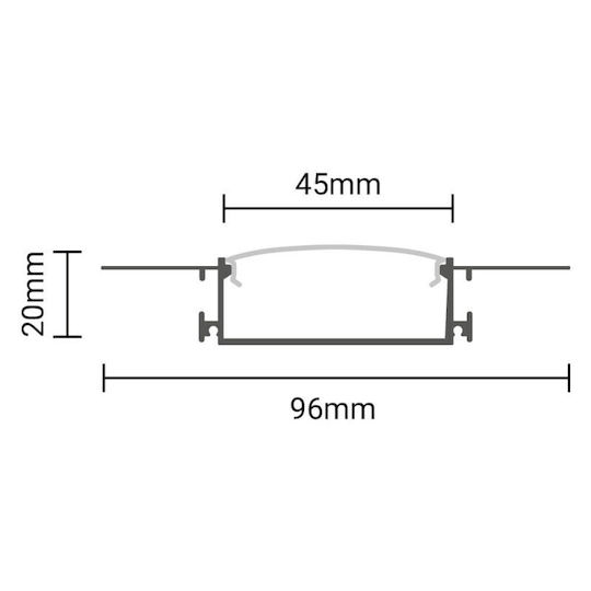 Eurospot Profil din Aluminiu pentru Bandă LED cu Opal Acoperire pentru Gips-carton 200x9.6x2cm.