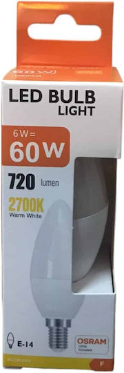 Led7 Λάμπα LED 6W για Ντουί E14 Θερμό Λευκό 720lm