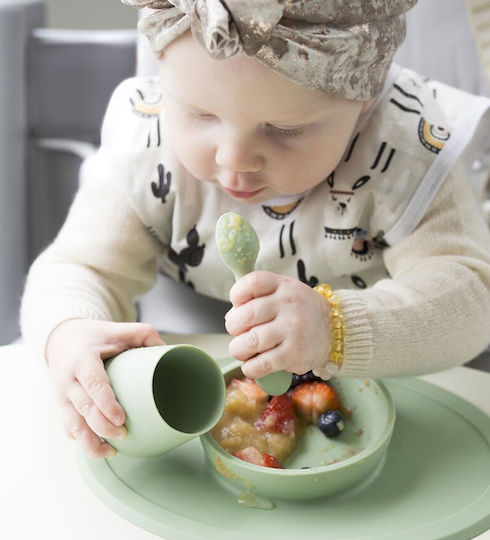 Ezpz Feeding Set Tiny made of Silicone Green 3pcs
