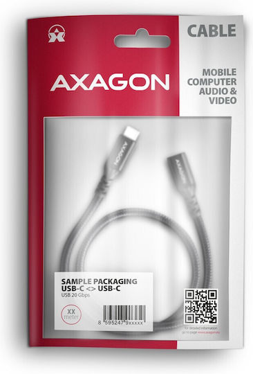Axagon Geflochtenes USB 2.0 Kabel USB-C männlich - USB-C-Buchse 240W Power Delivery Schwarz 0,5 m BUCM32-CF05AB