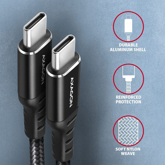Axagon USB 2.0 Cable USB-C male - USB-C 60W PD Μαύρο 1.5m AKAXNTUCMCM15AB