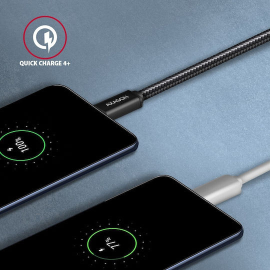 Axagon Braided USB 3.2 Cable USB-C male - USB-C 60W PD Μαύρο 1.5m BUCM3-CM15AB