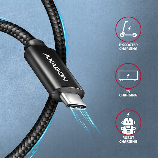Axagon USB 2.0 Кабел USB-C Мъжки - USB-C 240W Захранване PD Черен 3м BUCM2-CM30AB