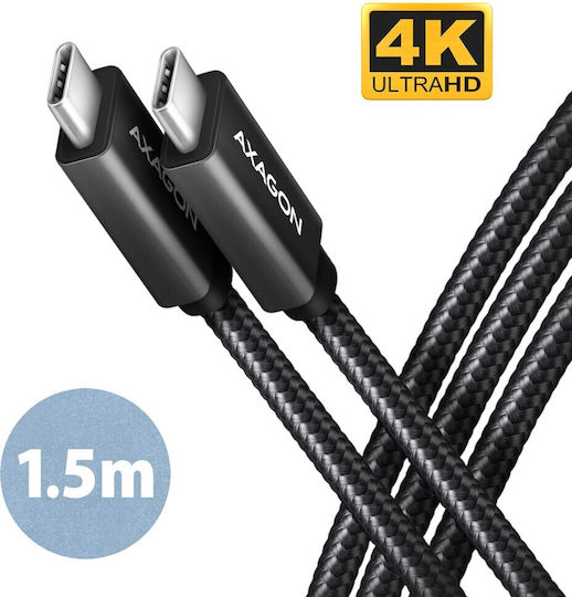 Axagon Braided USB 3.1 Cable USB-C Male - USB-C 100W PD Black 1.5m