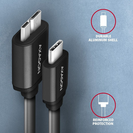 Axagon USB 3.0 Kabel USB Typ-C männlich - micro USB-B Schwarz 1m BUMM3-CM10AB