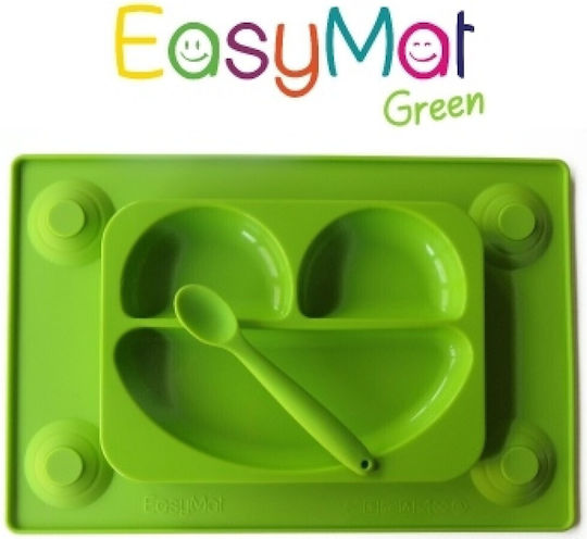 EasyTots Feeding Set made of Silicone with Non-Slip Base Green 2pcs