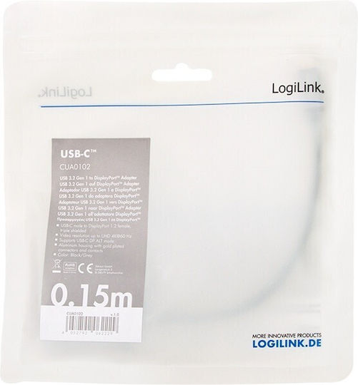 LogiLink USB-C / DisplayPort Männlich Zu USB-C / DisplayPort Weiblich Grau 1Stück