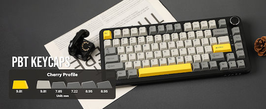 Ajazz AK820 Max Plus (Dream Weave Linear) Wireless Gaming Mechanical Keyboard Tenkeyless with Dream Weave switches and RGB lighting (English US) Starry Night Grey