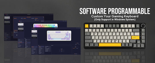 Ajazz AK820 Max Plus (Dream Weave Linear) Wireless Gaming Mechanical Keyboard Tenkeyless with Dream Weave switches and RGB lighting (English US) Starry Night Grey