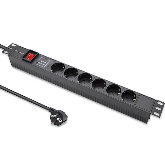 Qoltec PDU din aluminiu pentru rack 19'' 1U 16A 6xSchuko 1.8m