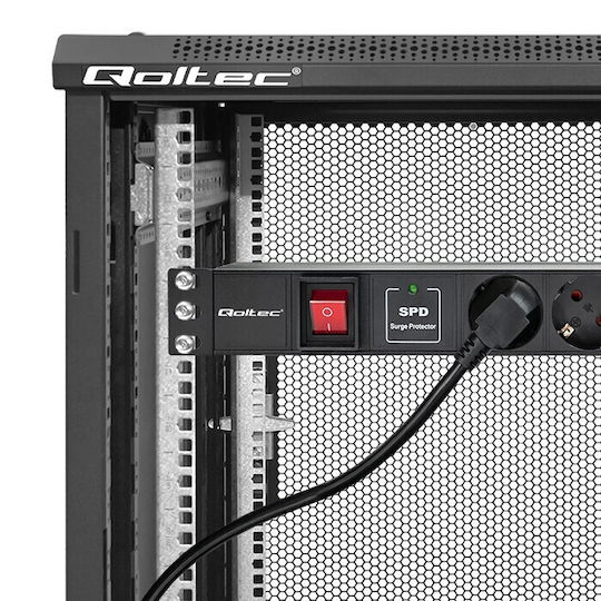 Qoltec PDU din aluminiu pentru rack 19'' 1U 16A 6xSchuko 1.8m