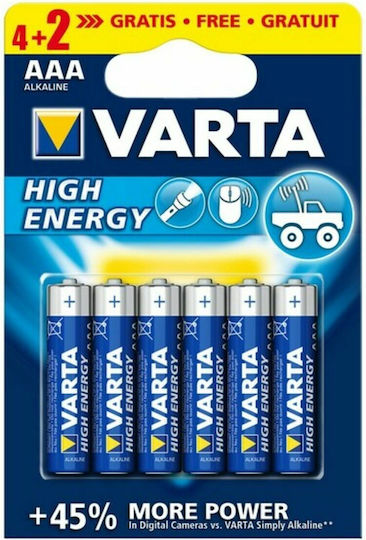 Varta High Energy Alkaline Batteries AAA 1.5V 6pcs