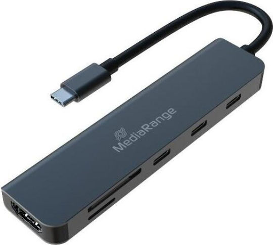 MediaRange USB-C Docking Station με HDMI 4K PD Ethernet Γκρι (MRCS519)