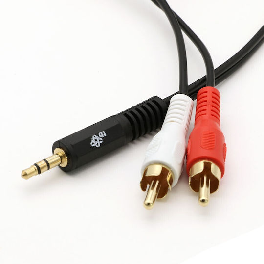 TB Touch Καλώδιο Ήχου 3.5mm male - 2x RCA male Μαύρο 15m AKTBXAJ2RCA150B