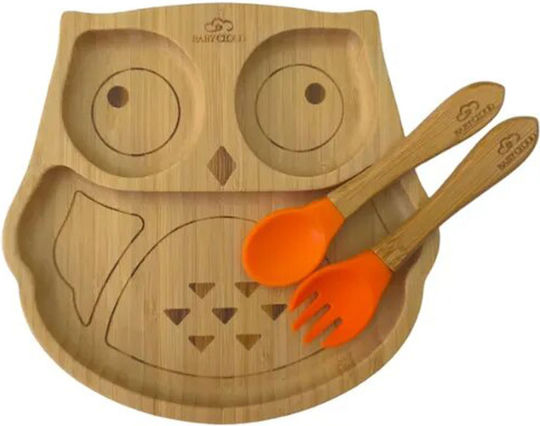Baby Cloud Baby Food Container Set Owl made of Bamboo Orange 3pcs