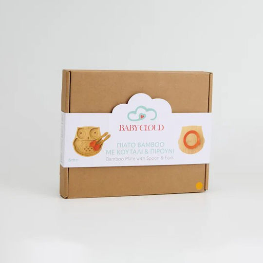 Baby Cloud Baby Food Container Set Owl made of Bamboo Orange 3pcs