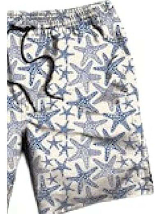 Men's Swimwear Shorts Starfish Blue, White with Patterns