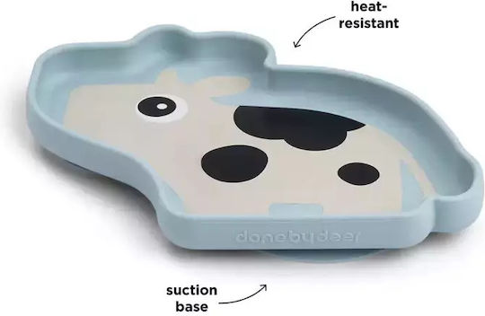 Done by Deer Baby Food Plate Stick Stay made of Silicone Blue