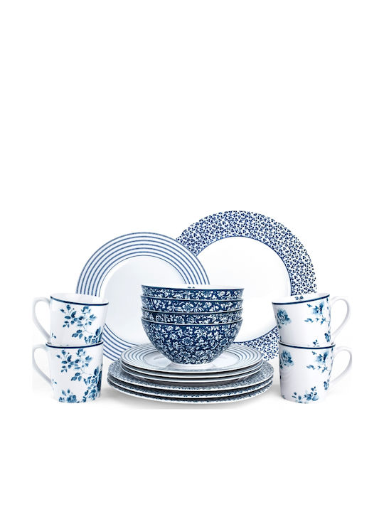 Laura Ashley Alb Porțelan Set de Vase 16buc