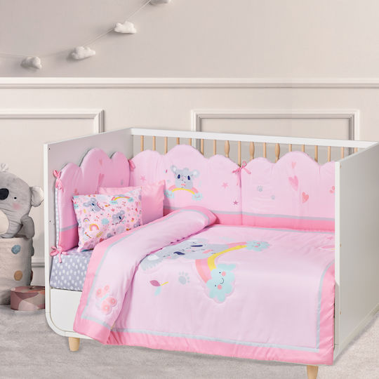 Das Home Crib Bumpers Classic Inside Grey, Pink 45x195cm