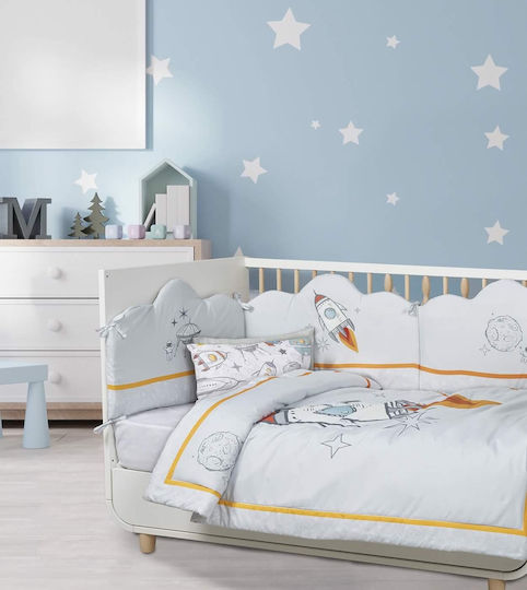 Das Home Crib Bumpers Classic Inside Yellow-grey-blue 45x195cm