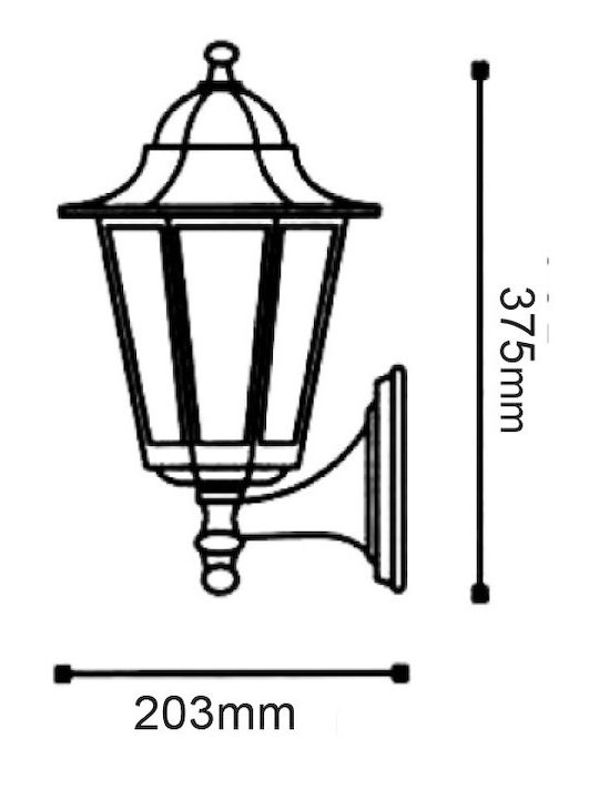 Aca Wandmontierte Außen-Laterne E27 IP44