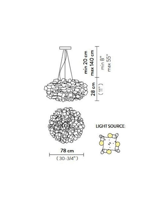Slamp Clizia Large Pendant Light Black for 4 Bulbs E27 78cm