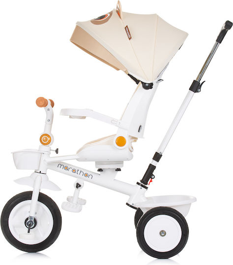 Chipolino Kids Tricycle Bicycle Marathon with Storage Space, Parental Handle & Tent for 1-3 Years Beige