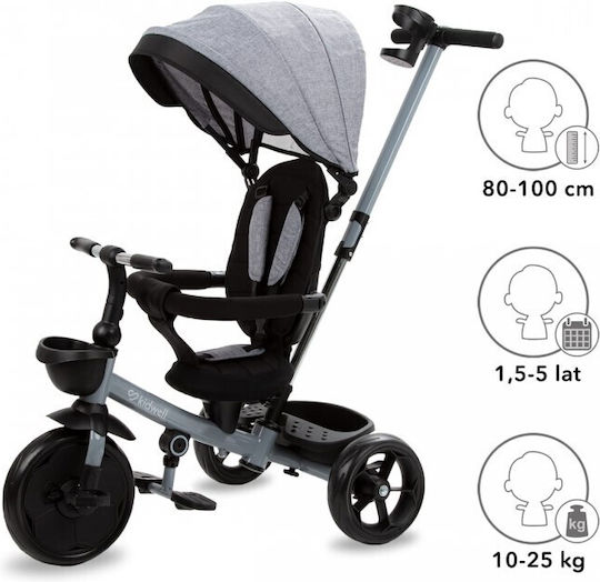 Kidwell Axel Titanium Kids Tricycles with Parental Handle for 1.5+ Years Gray