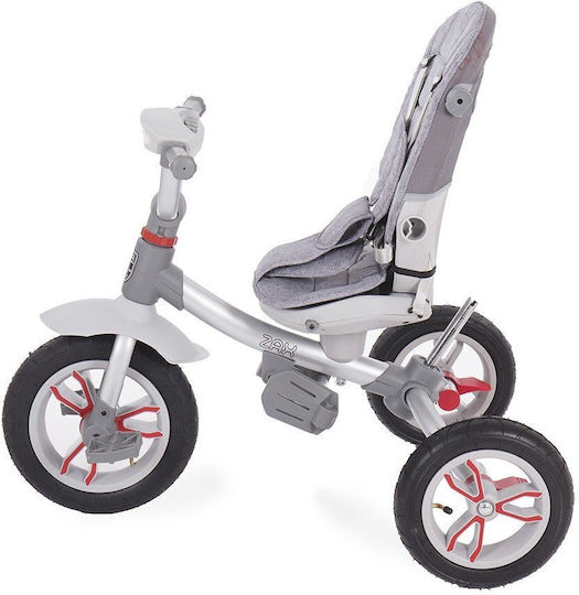 Kikka Boo Kids Tricycle Bicycle Zax Convertible with Storage Space, Tent & Parental Handle for 1.5+ Years Gray
