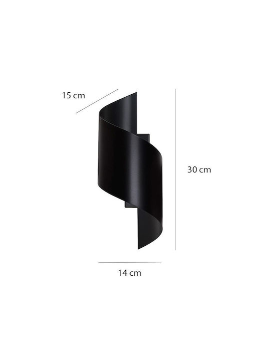 Emibig Modern Leuchte Wand mit Fassung G9 Schwarz 20cm