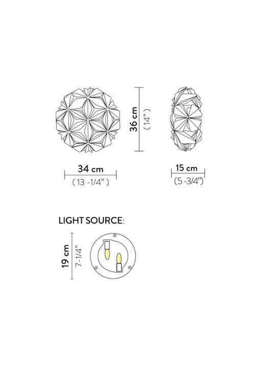 Slamp La Vie Mini Модерен Осветително тяло За стена с фасунга E14 Бял 36x34x15см.