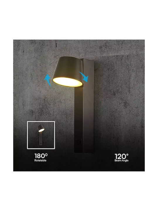 V-TAC Modern Leuchte Wand mit USB-Anschluss Schwarz