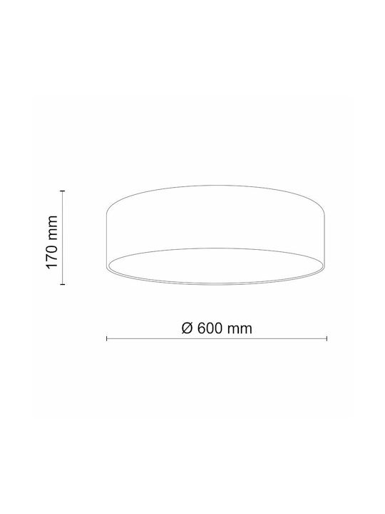 TK Lighting Πλαφονιέρα Οροφής 60εκ. Γκρι με Ντουί E27
