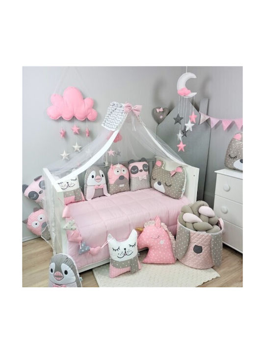 Baby Star Διακοσμητικό Μαξιλάρι Κούνιας Tiny Friends Ρακούν Ροζ 45x45cm
