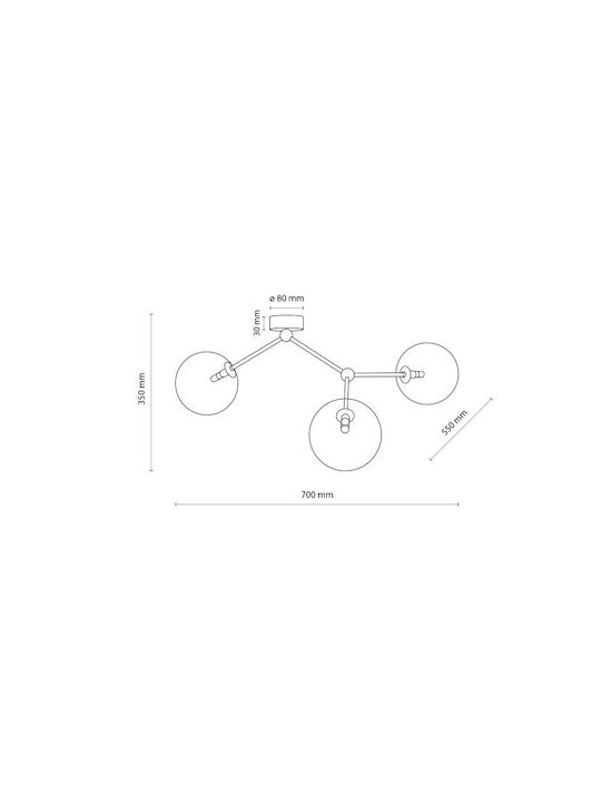 TK Lighting Πλαφονιέρα Οροφής 70εκ. Κίτρινη με Ντουί G9